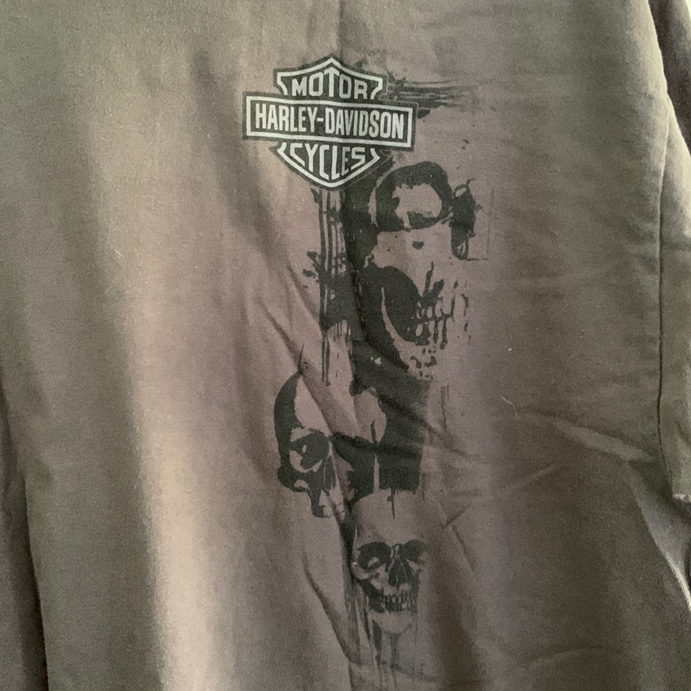HARLEY DAVIDSON Gray Graphic T Shirt - Large